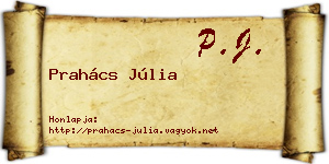 Prahács Júlia névjegykártya